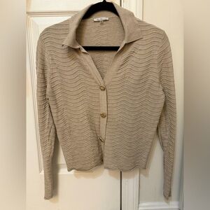 Elegant Beige Women's Cardigan with Gold Accents